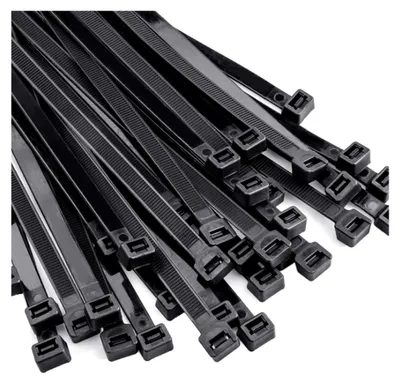 Produktbild von 100 Stück schwarze Kabelbinder 450 mm x 9 mm, 80 kg Zugfestigkeit, Nylon, UV-beständig, selbstsichernd für Kabelmanagement und Gartenarbeit