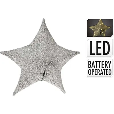 Obrázok produktu pre Poinsettia 50 cm 30 LED látka strieborná (1912337)