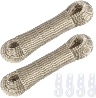 Produktbild von Wäscheleine 50 m - Wäscheleine mit Stahlkern (3 mm) - Wetterbeständig - Sehr robuste Wäscheleine - Ideal für Garten/Camping - Langlebig und flexibel - Wäscheseil