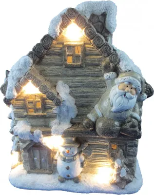 Image de Maison lumineuse bonhomme de neige et pere noel