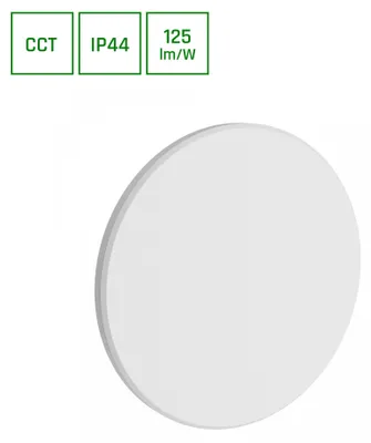 Productafbeelding van Spectrum LED buitenlamp, wandlamp, model Piatta, wit, rond, diameter 18 cm, IP44, 12W, 1500lm, kleurtemperatuur: 3000K/4000K/6000K
