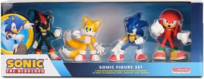 Produktbild von Comansi Sonic Actionfiguren, Sammlerset mit 4 Figuren, hochwertiger PVC-freier Kunststoff, 7-9 cm, Offizielles Lizenzprodukt