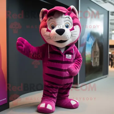 Produktbild von Magenta-Tiger REDBROKOLY Maskottchen kostüm mit Latzhose und Mütze