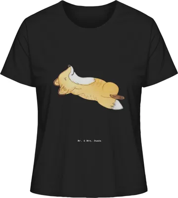 Produktbild von Mr. & Mrs. Panda Oberteil Damen Fuchs Crunches Größe L - Schwarz - Geschenk, Sommershirt, Kurzarmshirt, Fitness, Basic Shirt, T-Shirt, Fitnessstudio, Damenshirt