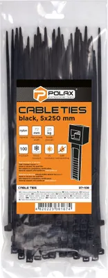 Produktbild von Kabelbinder, Nylon, schwarz, 5 x 250 mm, 100 Stück, Polax