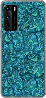 Produktbild von MuchoWow® Handyhülle Schutzhülle Hülle für Telefoonhoesje Huawei P40 Design - Vintage - Blau - Türkis Silikon Softcase Handy Hülle - Handytasche