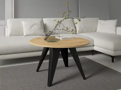 Immagine prodotto di Tavolino rotondo ORESTA - nero / rovere lancelot