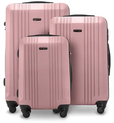 Image de Ensemble de valises à 3 pièces - Valises à coque rigide en ABS - Tailles : 55/66/75 cm - 4 roulettes à 360° - Poignée télescopique - Serrure à combinaison - Couleur : or