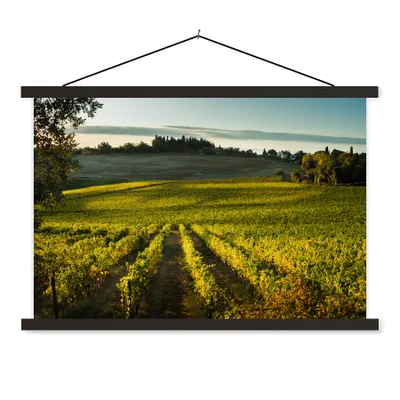 Produktbild von MuchoWow® Textilposter Toskana - Landschaft - Wein 90x60 cm mit schwarzem Rahmen - Aufhängungssatz