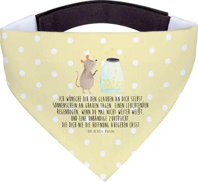 Produktbild von Mr. & Mrs. Panda Halstuch Hund Maus Sterne - Gelb Pastell - Geschenk, Lustige Sprüche, Bandana, Für Hunde, Schal, Kindergeburtstag, Hundehalstuch, Taufe, Geburtstag