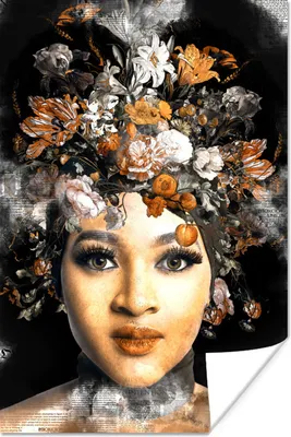 Produktbild von MuchoWow® Poster Frau - Zeitung - Blumen 40x60 cm - Plakate für die Wand - Poster Babyzimmer