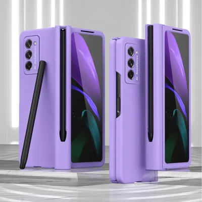 Obrázek produktu pro Pouzdro pro Galaxy Z Fold 2 5G, tvrdé PC s ochranou závěsu a držákem na pero, s ochrannou fólií na displej Fialová