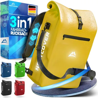 Produktbild von Nextcover® NEU 3in1 Fahrradtasche für Gepäckträger [Aquashield] - Gepäckträgertasche, Fahrradtasche Rucksack und Umhängetasche [25 Liter]