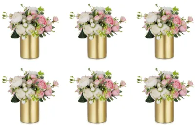 Produktbild von Solidchoice – Set aus 2 goldenen Vasen für Tischdekorationen, 13 cm