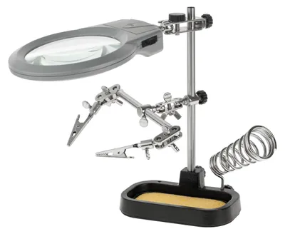 Immagine prodotto di Kemot NAR0150 Supporto con lente d'ingrandimento - terza mano con illuminazione a LED