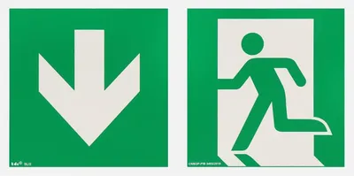 Produktbild von notlok Safety Work - 1x - Evakuierungsschild - nach unten (links) - 30x15cm | PVC Platte + Schaumstoffklebeband | Notausgangsschild Nachleuchtend