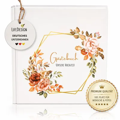 Produktbild von Hochzeitsbuch Gästebuch zur Hochzeit | Hochzeitsalbum - Hardcover | 21x21cm | 120 Seiten