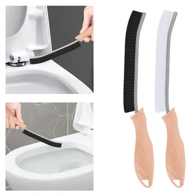 Image de Brosse de nettoyage – brosse pour joints, brosse de toilettes, brosse d'angle à poils durs, accessoire de ménage, salle de bains, cuisine, évier, joints (2, rose)