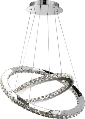 Zdjęcie produktu dla Globo Lighting lampa wisząca metal chromowany, kryształy K9 przezroczyste, kabel PVC przezroczysty, ruchomy, ø: 640mm, H: 1800mm, w tym LED 56W 230V, źródło 7400lm, moc 4400lm, 4000K