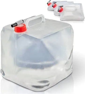Produktbild von Famanu Faltbare Wasserkanister 10 Liter - Set von 4 Stück mit Auslaufhahn und Tragegriff für Camping und Outdoor