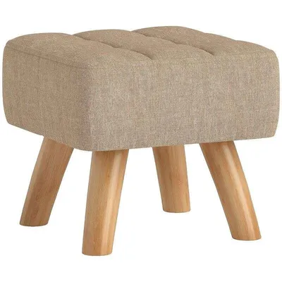 Produktbild von Fußhocker – Schminkhocker – Wohnzimmer-/Eingangsbereichhocker – Gepolsterter Sitz – Geeignet für Schlaf- und Wohnzimmer – 27 x 27 x 26 cm – Braun