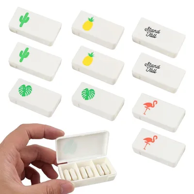 Immagine prodotto di Contenitore per pillole, capacità per 10 compresse, con 3 scomparti, mini formato, senza BPA, ideale per il trasporto, compatto