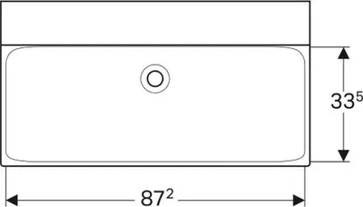 A technical drawing of a sink with dimensions indicated.
