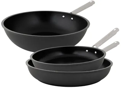 Obrázek produktu pro Sada kuchyňských pánví Cookinglife Pfannenset ProForge (3 kusy) – Wok (průměr 28 cm) + dvě pánve (průměry 24 a 28 cm) – vhodné pro všechny typy sporáků – keramický nepřilnavý povrch