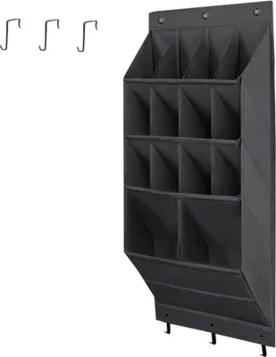 Zdjęcie produktu dla Ibenzoa® Organizer wiszący – wytrzymały organizer do szafy wykonany z grubej tkaniny poliestrowej, 14 głębokich przegródek, wodoodporny, czarny, idealny do kempingu, kampera i akademika