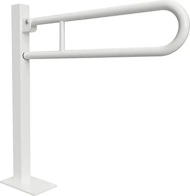 Produktbild von BELP Stützklappgriff in U-Form Bodenmontage Eisen Weiß mit Abdeckung 153x870x875 mm, 120 kg Traglast für Bad & WC >> zum Bohren