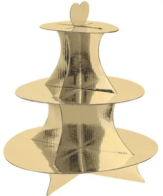Produktbild von Famanu Etagere 3 Etagen 34 x 30 cm in Gold - Servierplatte für Desserts und Gebäck