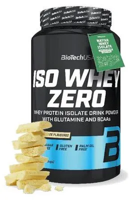 Image de BioTech USA Iso Whey Zero 908 g chocolat blanc / Isolats de lactosérum / Isolat de lactosérum de qualité supérieure avec acides aminés et BCAA supplémentaires