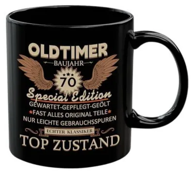 Produktbild von Kaffeetasse 70 Geburtstag Geschenk Oldtimer Special Edition Keramik 350 ml