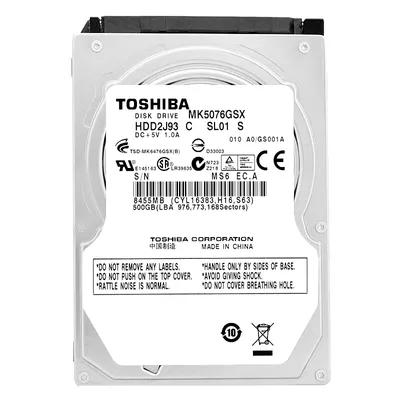 Produktbild von Toshiba MK5076GSX 500GB 8Mb Cache 5400Rpm Sata II 2,5"