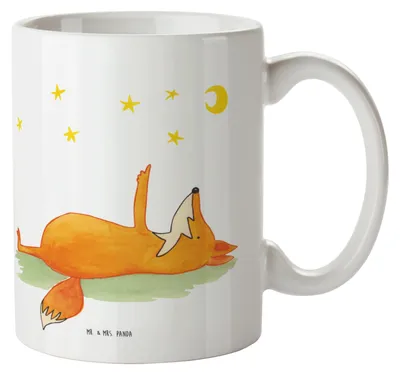 Produktbild von Mr. & Mrs. Panda Plastikbecher Fuchs Sterne - Weiß - Geschenk, Pott, Mond, Kindertasse, Sternengucker, Füchse, Spruch Positiv, Trinklernbecher, Mehrwegbecher, Haferl