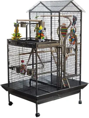 Immagine prodotto di Gabbia Per Pappagalli Topmast Torino Antracite 93 X 60 X 160 Cm | In Omaggio 3 Giochi Per Pappagalli
