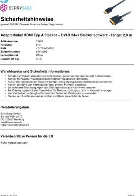 Produktbild von S-Conn HDMI - DVI-D 2m Schwarz
