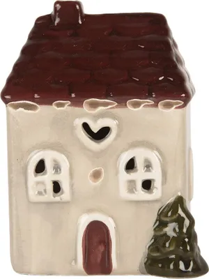 Produktbild von Clayre & Eef Dekoratives Haus mit LED LED 7x6x10 cm Beige Keramik