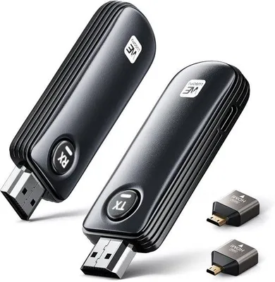 Produktbild von Kabelloser HDMI-Sender und -Empfänger, 1080P Plug&Play HDMI-Verlängerung, 2,4G+5,8G, Reichweite von 50M für Video und Audio zu Monitor/Fernseher/Projektor