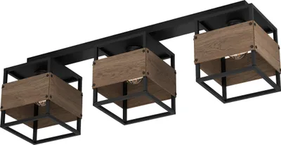 Immagine prodotto di Eglo 43804 EVESHAM E27 tripla plafoniera 875x195mm nero marrone