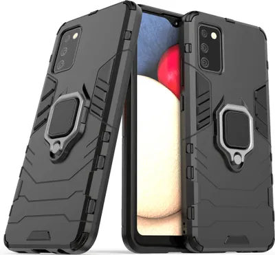 Zdjęcie produktu dla Ring Armor pancerne hybrydowe etui pokrowiec + magnetyczny uchwyt Samsung Galaxy A03s (166,5) czarny