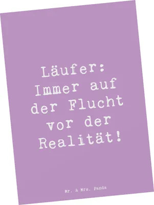 Produktbild von Mr. & Mrs. Panda Postkarte Spruch Laufen Realitätsflucht - Lavendeltraum - Geschenk, Sportler, ausdauer, Geschenke, Sport, Ansichtskarten, Ansichtskarte, Realität, joggen