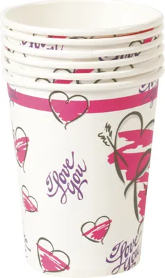 Produktbild von 6 Partybecher Geburtstag Pappbecher 200ml "I love you"