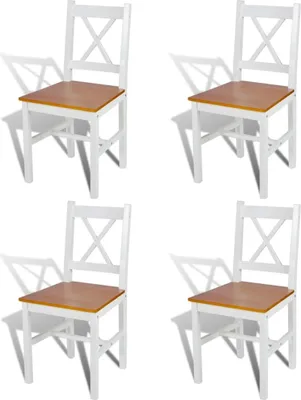 Obrázok produktu pre Jedálenské stoličky 4 ks, biele, borovicové drevo