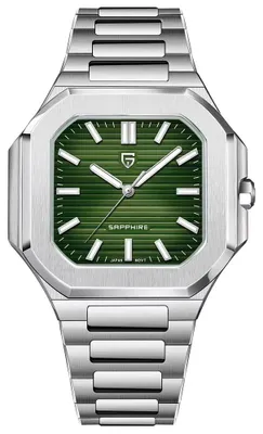 Image de Montre pour homme Pagani Design Nautilus, en acier inoxydable, couleur argent/vert ou vert