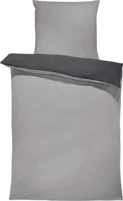 Produktbild von Winter Bettwäsche Doubleface Uni Wende kuschelig flauschig warm weich Fleece, Größe:2 teilig 135x200 cm, Farbe:grau / anthrazit