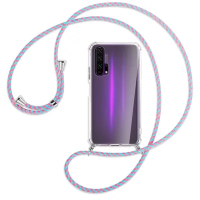 Produktbild von Handykette Backcover-Schutzhülle mit Band (Metall silberfarben) für Honor 20 Pro - pink/mint