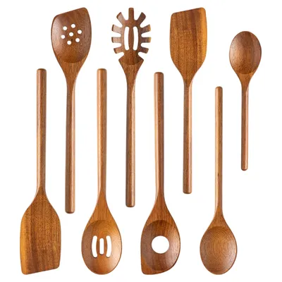 Produktbild von 8 Stück Kochlöffel Holz, Küchenutensilien, Kochlöffel Set