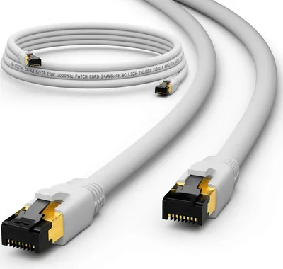 Produktbild von hb-digital 0.5m RJ45 Patchkabel CAT 8 LAN Kabel Netzwerkkabel F/FTP LSZH weiß