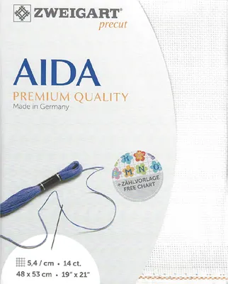 Zdjęcie produktu dla AIDA Zweigart precut 14 ct. Star Aida 3706 kolor 101 mlecznobiały, tkanina do haftu krzyżykowego 48x53cm